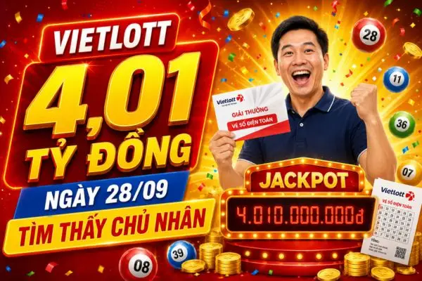 Tin nóng: Khách hàng trúng Jackpot 2 Power 6/55 hơn 4 tỷ đồng