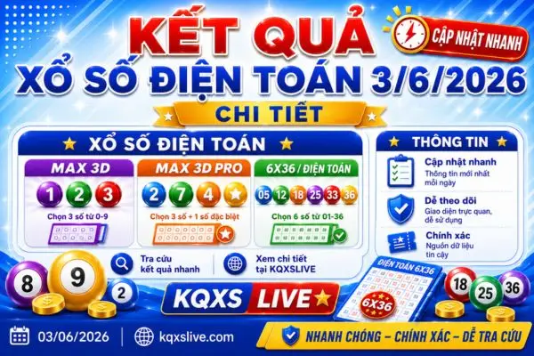 Kết quả xổ số điện toán 3/6/2026 chi tiết