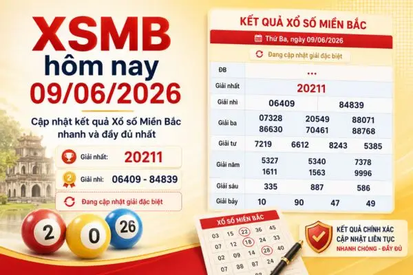 XSMB hôm nay 09/06/2026 – Cập nhật kết quả Xổ số Miền Bắc nhanh và đầy đủ